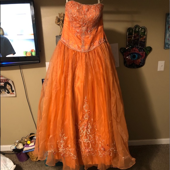 burnt orange ball gown